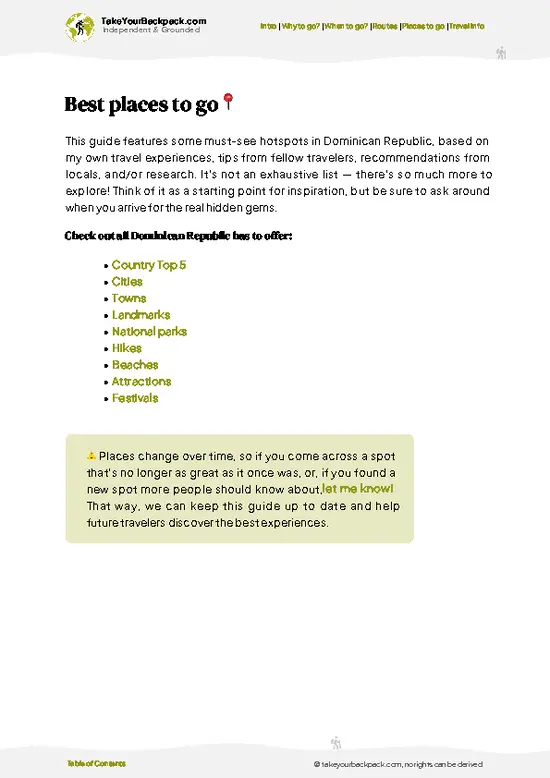 example page 5 from our offline Travel Guide for Dominican Republic